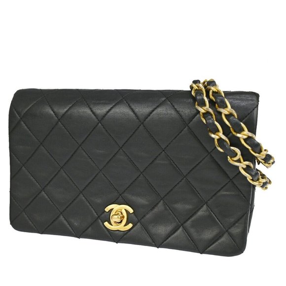 CHANEL CC Mini Matelasse Full Flap Chain Shoulder Bag Leather Black GHW 645LC499 - Picture 1 of 16